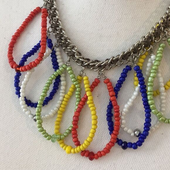 Multicolor Beaded Statement Necklace - Picture 2 of 3